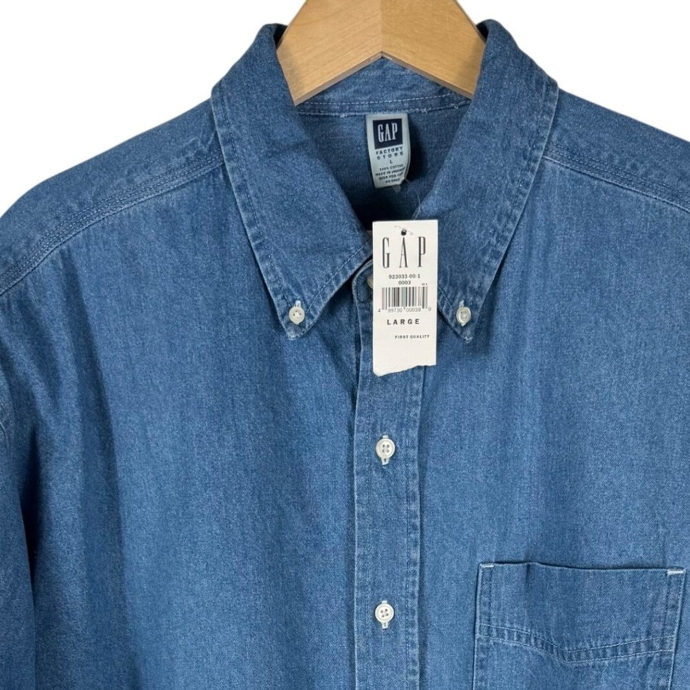 Gap Factory Store Mens Denim Shirt Mens L Long Sleeve Button Down Blue  NEW